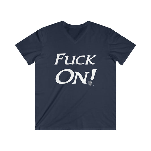 Men's  Fuck On Fitted V-Neck Short Sleeve Tee